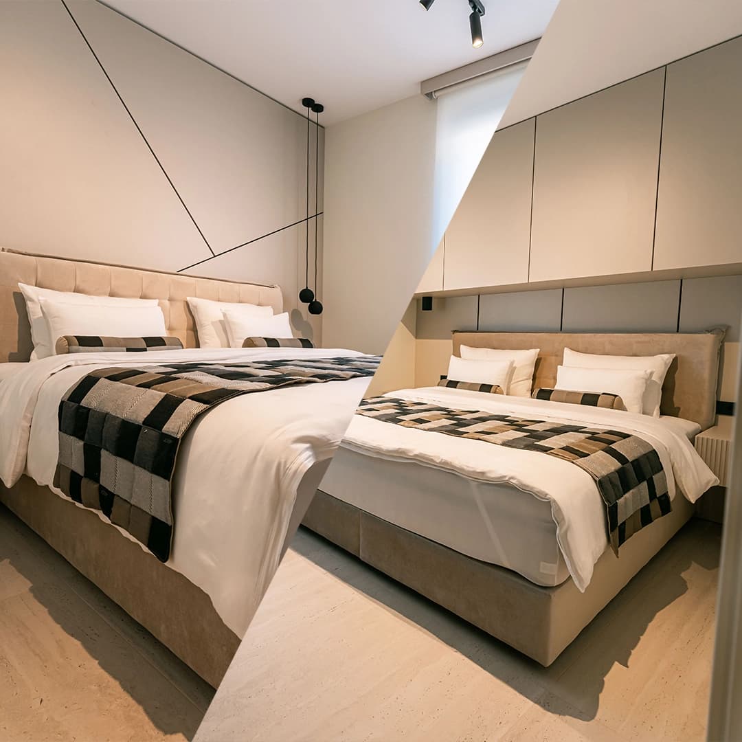 Both bedrooms of the apartment