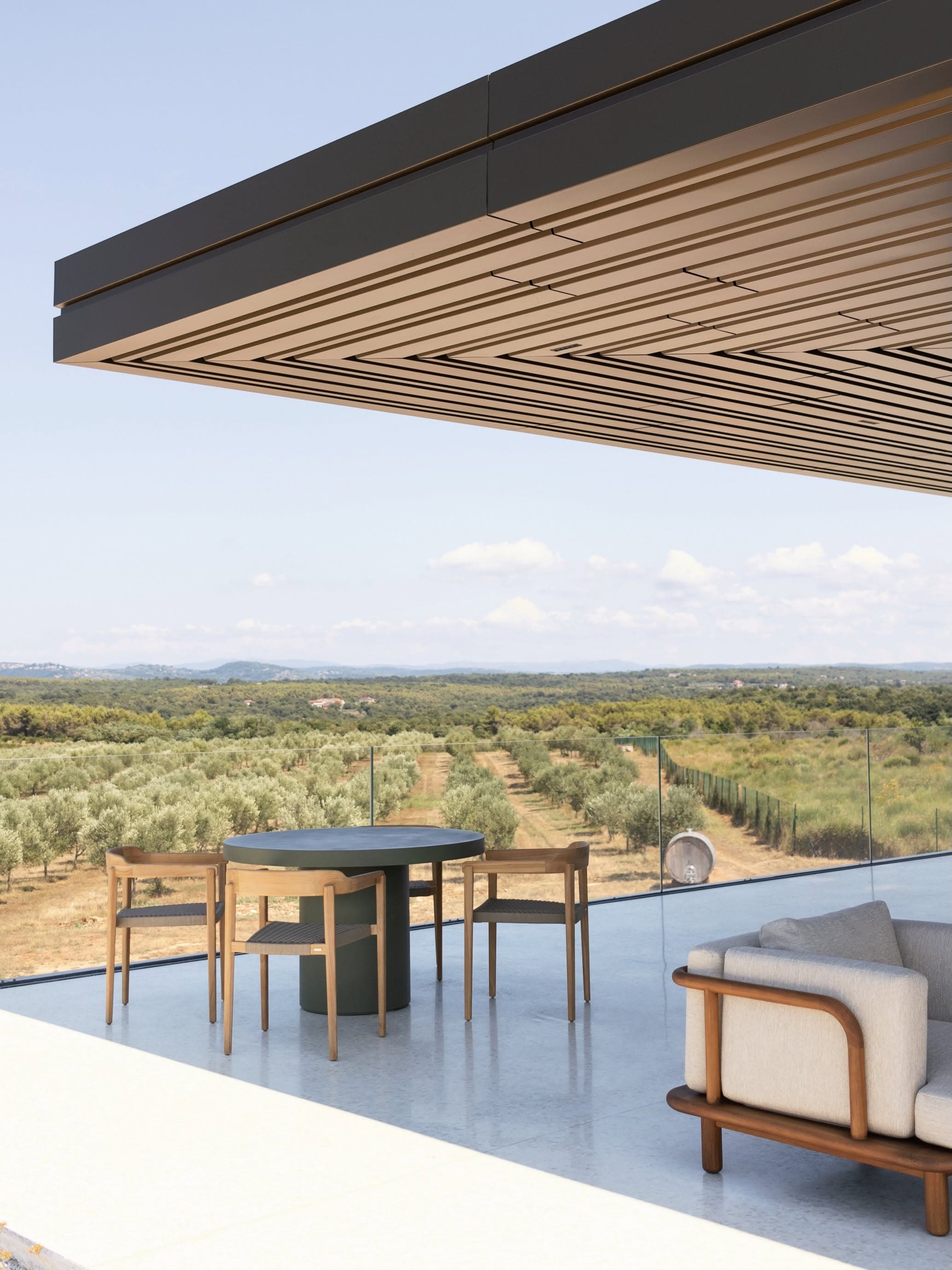 Dimnik Estate's terrace overlooking olive groves
